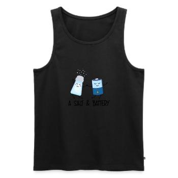 A Salt & Battery Funny Cartoon Motif for - Men's Premium Organic Tank Top - black - Front - Michal (187cm)