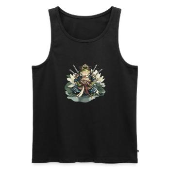 Frosch-Samurai: Krieger der Seerose - Männer Premium Bio Tank Top - Schwarz - Vorne - Michal (187cm)