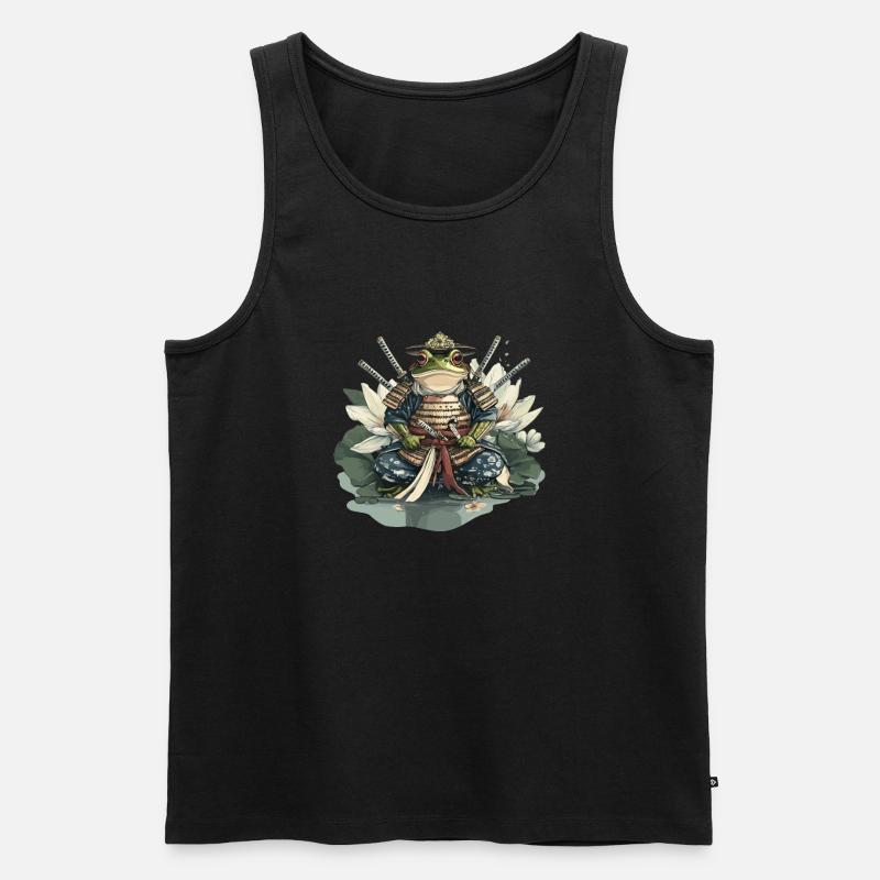 Frosch-Samurai: Krieger der Seerose - Männer Premium Bio Tank Top - Schwarz