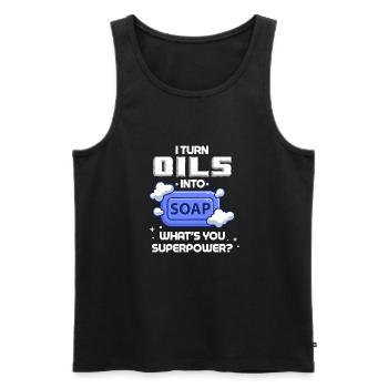 Ich Verwandle Öle In Seife - Was Ist Deine - Männer Premium Bio Tank Top - Schwarz - Vorne - AI Model Male 178 light (178cm)