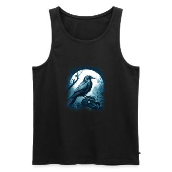 Mystic raven in front of full moon in mystical forest - Men's Premium Organic Tank Top - black - Front - Michal (187cm)