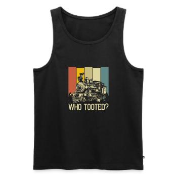Retro Steam Locomotive Who Tooted? Humorous - Men's Premium Organic Tank Top - black - Front - Michal (187cm)