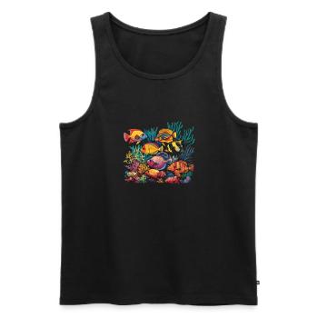Colorful underwater world with coral fish in the - Men's Premium Organic Tank Top - black - Front - AI Model Male 178 light (178cm)