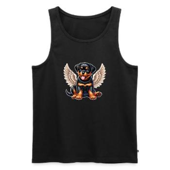 Rottweiler dessin animé ange avec des ailes Chibi mignon - Débardeur bio Premium Homme - noir - Devant - Michal (187cm)