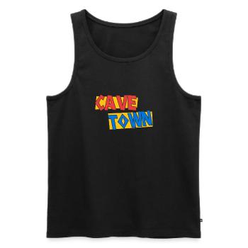 Conception de lettrage Cave Town pour les fans et - Débardeur bio Premium Homme - noir - Devant - AI Model Male 178 light (178cm)