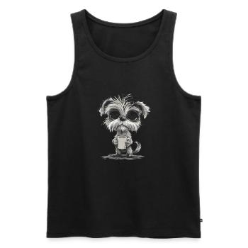 Chien mignon avec tasse à café pour les amoureux des animaux - Débardeur bio Premium Homme - noir - Devant - Michal (187cm)