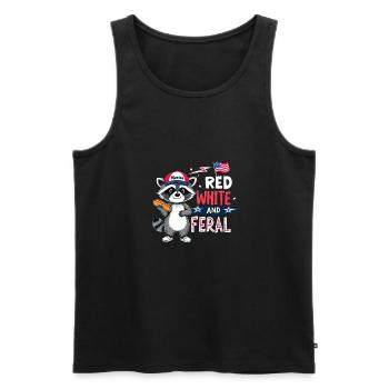 Red White And Feral Waschbär Nationalfeiertag - Männer Premium Bio Tank Top - Schwarz - Vorne - AI Model Male 178 light (178cm)