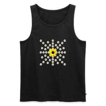 Sonnenblume Margeriten Blüte blumig floral Blume - Männer Premium Bio Tank Top - Schwarz - Vorne - Michal (187cm)