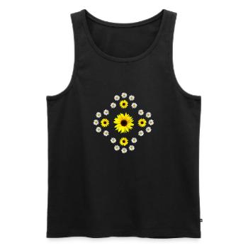 marguerites à fleurs et tournesols fleurs - Débardeur bio Premium Homme - noir - Devant - Michal (187cm)