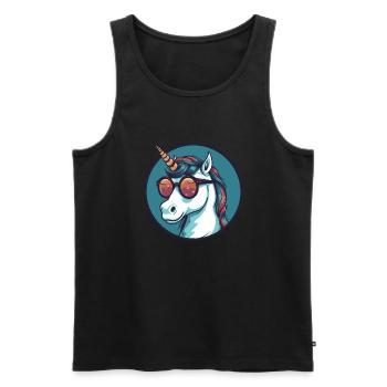 Unicorn sunglasses, magic horse - Men's Premium Organic Tank Top - black - Front - AI Model Male 178 light (178cm)