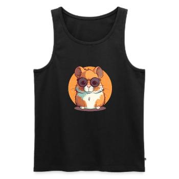 Hamster mit Sonnenbrille, Nagetier, Kleintier, Nag - Männer Premium Bio Tank Top - Schwarz - Vorne - AI Model Male 178 light (178cm)