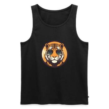 Tigre avec lunettes de soleil, prédateur, chat de la jungle - Débardeur bio Premium Homme - noir - Devant - AI Model Male 178 light (178cm)