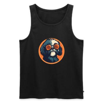 Shih Tzu with sunglasses, lion dog, Pekingese, Ch - Men's Premium Organic Tank Top - black - Front - AI Model Male 178 light (178cm)