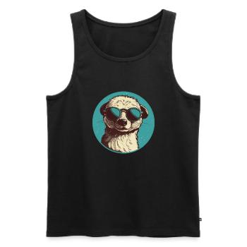 Suricate avec lunettes de soleil, Suricate - Débardeur bio Premium Homme - noir - Devant - AI Model Male 178 light (178cm)