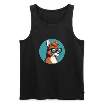 Squirrel with sunglasses, rodent, tree occupation - Men's Premium Organic Tank Top - black - Front - Michal (187cm)