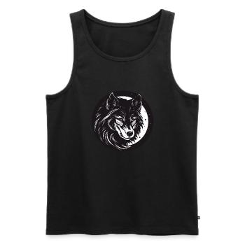 Wolf, Wildhund, Grauer Wolf, Canis lupus - Männer Premium Bio Tank Top - Schwarz - Vorne - AI Model Male 178 light (178cm)