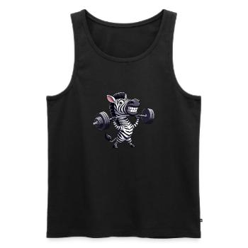 Zebra Dumbbell Fitness Weight Lifting - Men's Premium Organic Tank Top - black - Front - Michal (187cm)