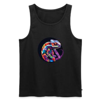 Chamäleon Eidechse Tarnung Eidechse - Männer Premium Bio Tank Top - Schwarz - Vorne - Michal (187cm)