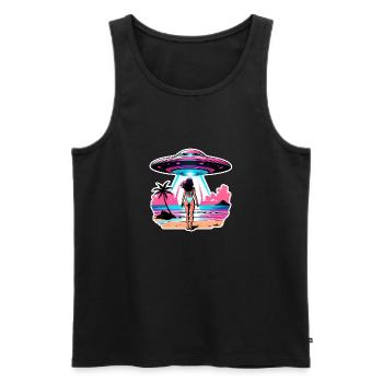 UFO-Entführung während der Sommerferien am Strand. - Männer Premium Bio Tank Top - Schwarz - Vorne - Michal (187cm)