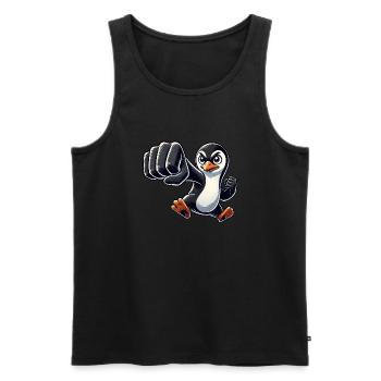 Cooler Pinguin Faust Karate Pinguin Cartoon - Männer Premium Bio Tank Top - Schwarz - Vorne - AI Model Male 178 light (178cm)