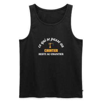 Ce qui se passe au chantier reste au chantier - Débardeur bio Premium Homme - noir - Devant - AI Model Male 178 light (178cm)
