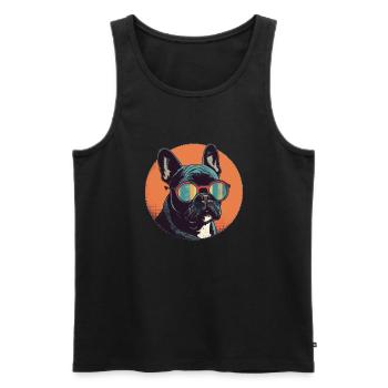 Französische Bulldogge Sonnenbrille, Französische - Männer Premium Bio Tank Top - Schwarz - Vorne - AI Model Male 178 light (178cm)