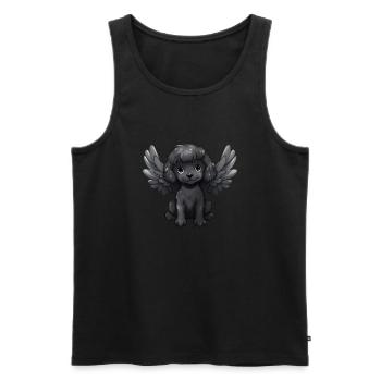 Hund Pudel schwarzes Fell Engel Flügel süß comic - Männer Premium Bio Tank Top - Schwarz - Vorne - AI Model Male 178 light (178cm)