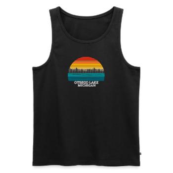 Otsego Lake Michigan - Men's Premium Organic Tank Top - black - Front - Michal (187cm)