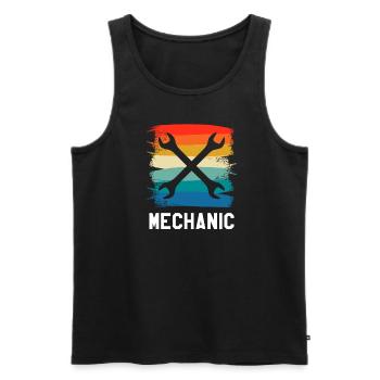 Retro Vintage Classic Mechanic Mechanical - Men's Premium Organic Tank Top - black - Front - AI Model Male 178 light (178cm)