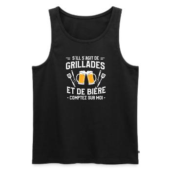 S'il S'Agit De Grillades Et De Bière Comptez Sur - Débardeur bio Premium Homme - noir - Devant - Michal (187cm)