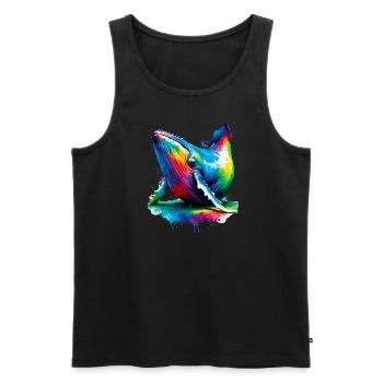 Bunte Splash Art Buckelwal Buckelwale - Männer Premium Bio Tank Top - Schwarz - Vorne - Michal (187cm)