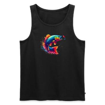 Colorful Fishing Angler Lake Fish Fisherman - Men's Premium Organic Tank Top - black - Front - Michal (187cm)