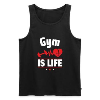 Krafttraining ist das Leben - Männer Premium Bio Tank Top - Schwarz - Vorne - Michal (187cm)