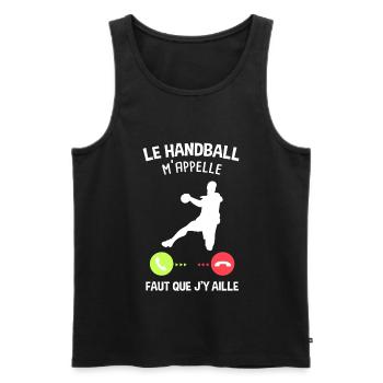 Le handball m'appelle - cadeau drôle handball - Débardeur bio Premium Homme - noir - Devant - AI Model Male 178 light (178cm)