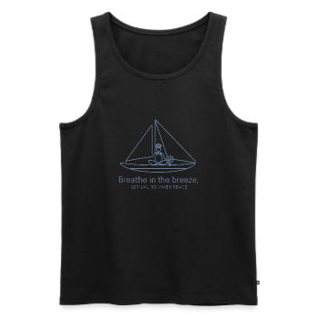 Sailing Sailboat Silhouette Minimalist - Men's Premium Organic Tank Top - black - Front - AI Model Male 178 light (178cm)