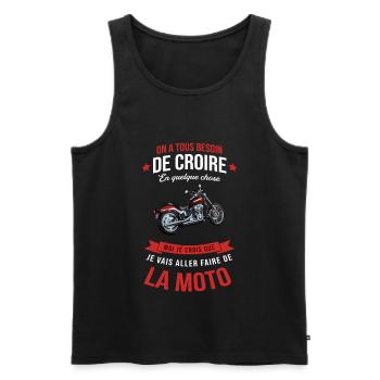 Je vais faire de la moto cadeau motard humour moto - Débardeur bio Premium Homme - noir - Devant - Michal (187cm)