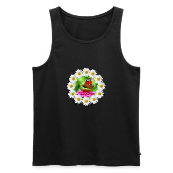 Marguerite Pink Flower Butterfly Flower Pattern - Men's Premium Organic Tank Top - black - Front - AI Model Male 178 light (178cm)