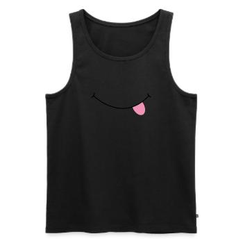 Laughing mouth | Tongue, funny sayings, fun - Men's Premium Organic Tank Top - black - Front - AI Model Male 178 light (178cm)