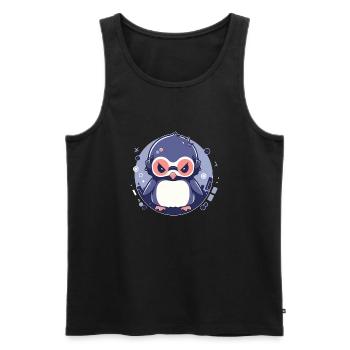 Penguin with sunglasses, Antarctic bird - Men's Premium Organic Tank Top - black - Front - Michal (187cm)