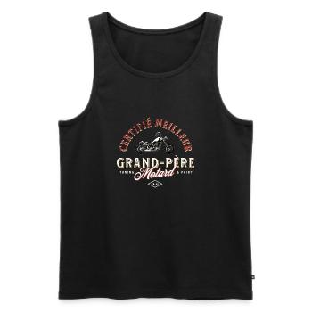 Grand-Père Motard, Certifié Le Meilleur - Débardeur bio Premium Homme - noir - Devant - Michal (187cm)