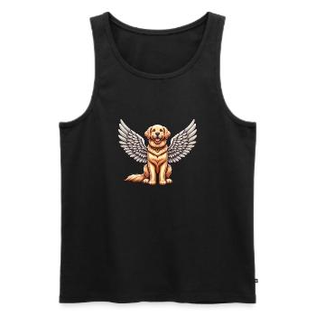 Golden Retriever Angel - Gentle Dog with Wings - Men's Premium Organic Tank Top - black - Front - AI Model Male 178 light (178cm)