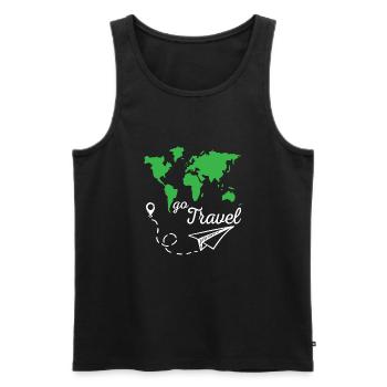Go Travel - Männer Premium Bio Tank Top - Schwarz - Vorne - AI Model Male 178 light (178cm)
