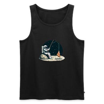 Astronaute Pizza Pêche Lune Espace - Débardeur bio Premium Homme - noir - Devant - Michal (187cm)