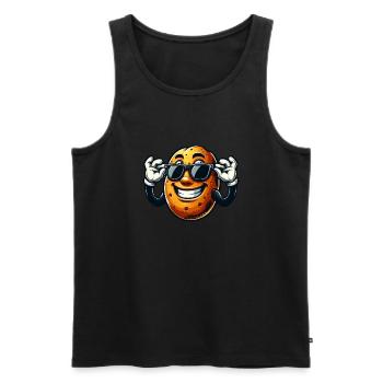 Drôle de pomme de terre avec des lunettes de soleil style bande dessinée - Débardeur bio Premium Homme - noir - Devant - Michal (187cm)