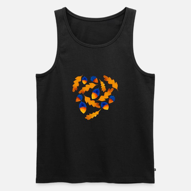 Herbst Muster Eicheln Geschenk - Männer Premium Bio Tank Top - Schwarz