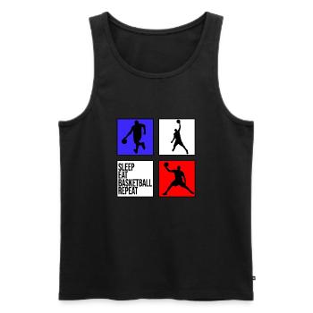 basketball basketball sleep eat basketball repeat - Men's Premium Organic Tank Top - black - Front - AI Model Male 178 light (178cm)