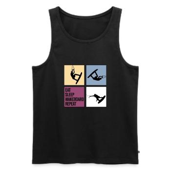 wakeboard wakeboarder cable wasserratte repeat - Männer Premium Bio Tank Top - Schwarz - Vorne - AI Model Male 178 light (178cm)