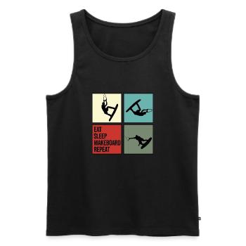 wakeboard wakeboarder cable wasserratte eat repeat - Männer Premium Bio Tank Top - Schwarz - Vorne - AI Model Male 178 light (178cm)