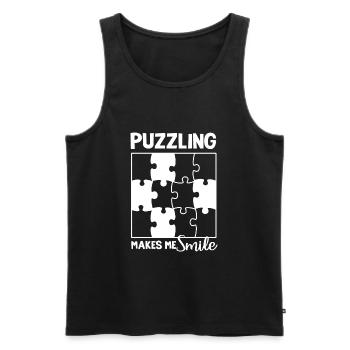 Puzzling Makes Me Smile Smile Fan - Männer Premium Bio Tank Top - Schwarz - Vorne - Michal (187cm)