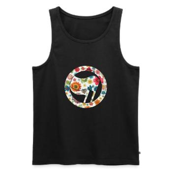 Antifa Blumen Flagge bunt rot - Männer Premium Bio Tank Top - Schwarz - Vorne - AI Model Male 178 light (178cm)